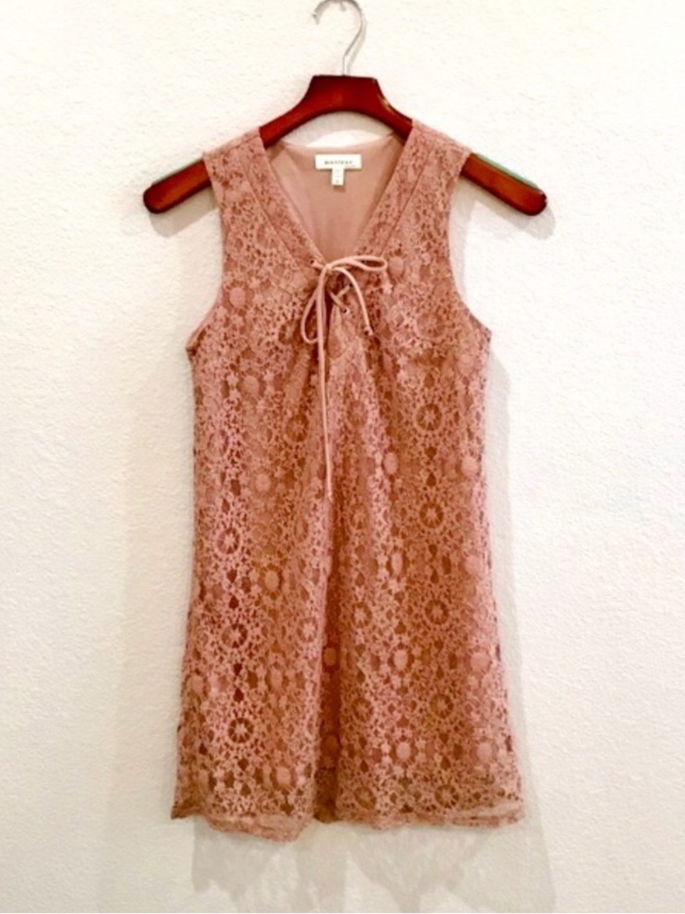 Monteau Mauve Pink Lace Tie-Front Mini Dress
